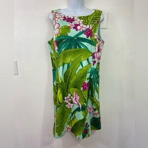 Tommy Bahama Lined Sheath Tropical Floral Hawaiian Dress Sz 14 Resort Vacay Luau